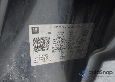 2019 Chevrolet Colorado Wt из США, поврежденный, VIN 1GCGSBEA5K1350095